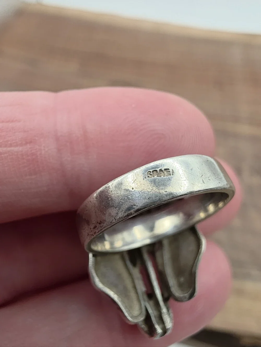 Vintage 60s 925 Sterling Silver Brutalist Modernist Shield Statement Ring